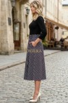 Rochie Gabrielle din jerse de bumbac cu imprimeu cercuri pe fusta si cordon
