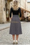 Rochie Gabrielle din jerse de bumbac cu imprimeu cercuri pe fusta si cordon