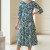 Rochie midi Gisele din jerse verde cu crem, mâneci 3/4 și croială lejeră