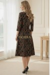 Rochie midi Gisele din jerse cu imprimeu metalizat baroc, maneci 3/4, croiala lejera