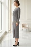 Rochie Ioana din lycra cu model fronsat si crapatura