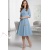 Rochie de zi Kristina din jerse elastic bleu, cu maneca 1/2 si clini