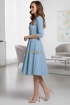 Rochie de zi Kristina din jerse elastic bleu, cu maneca 1/2 si clini