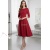 Rochie de zi Kristina din jerse elastic rosu, cu maneca 1/2 si clini