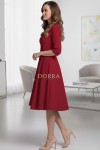 Rochie de zi Kristina din jerse elastic rosu, cu maneca 1/2 si clini