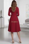 Rochie de zi Kristina din jerse elastic rosu, cu maneca 1/2 si clini
