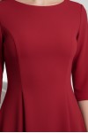 Rochie de zi Kristina din jerse elastic rosu, cu maneca 1/2 si clini