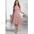 Rochie de zi Kristina din jerse elastic roz prafuit, cu maneca 1/2 si clini