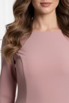 Rochie de zi Kristina din jerse elastic roz prafuit, cu maneca 1/2 si clini