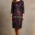 Rochie cocktail Liana cu croiala dreapta, imprimeu metalizat si buzunare