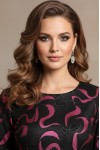 Rochie cocktail Liana cu croiala dreapta, imprimeu metalizat si buzunare