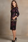Rochie cocktail Liana cu croiala dreapta, imprimeu metalizat si buzunare