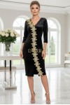 Rochie ocazie catifea neagra cu aplicatii aurii Lindsey
