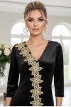 Rochie ocazie catifea neagra cu aplicatii aurii Lindsey