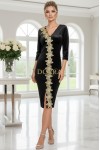 Rochie ocazie catifea neagra cu aplicatii aurii Lindsey
