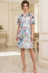 Rochie masuri mari Lizuca cu croiala larga, turquoise cu imprimeu floral