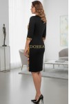 Rochie Lizzy cu croiala clepsidra, din jerse negru si imprimat