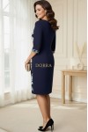 Rochie Lizzy cu croiala clepsidra, din jerse bleumarin si imprimat