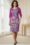Rochie Lizzy cu croiala clepsidra, din jerse ciclame si imprimat
