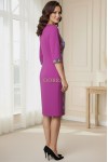 Rochie Lizzy cu croiala clepsidra, din jerse ciclame si imprimat