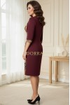 Rochie Lizzy cu croiala clepsidra, din jerse grena si imprimat