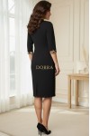 Rochie Lizzy cu croiala clepsidra, din jerse negru cu imprimeu floral
