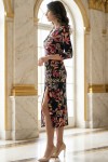Rochie Luna din lycra cu model fronsat si crapatura