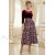 Rochie de ocazie Magnolia visiniu din jacard si catifea, cu catarama si buzunare