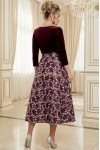 Rochie de ocazie Magnolia visiniu din jacard si catifea, cu catarama si buzunare