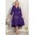 Rochie Marabou din stofa mov cu fusta asimetrica si pliuri in talie