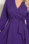 Rochie Marabou din stofa mov cu fusta asimetrica si pliuri in talie