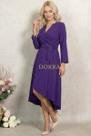 Rochie Marabou din stofa mov cu fusta asimetrica si pliuri in talie