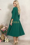 Rochie Marabou din stofa verde, cu fusta asimetrica si pliuri in talie