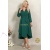 Rochie Marabou din stofa verde, cu fusta asimetrica si pliuri in talie