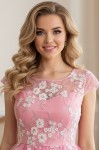 Rochie de ocazie Margarett din dantela brodata si tull roz