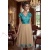 Rochie de ocazie Mariah din tull brodat turquoise si tull crem