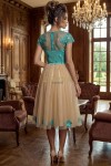 Rochie de ocazie Mariah din tull brodat turquoise si tull crem