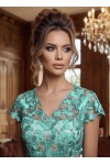 Rochie de ocazie Mariah din tull brodat vernil si tull crem