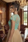 Rochie de ocazie Mariah din tull brodat vernil si tull crem