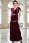 Rochie de seara Monaco din catifea grena cu curea