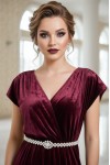 Rochie de seara Monaco din catifea grena cu curea