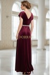 Rochie de seara Monaco din catifea grena cu curea