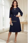 Rochie Monicca bleumarin cu strass-uri la decolteu si curea