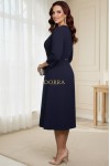 Rochie Monicca bleumarin cu strass-uri la decolteu si curea