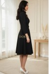 Rochie Monicca neagra cu strass-uri la decolteu si curea