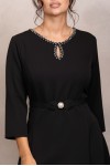 Rochie Monicca neagra cu strass-uri la decolteu si curea