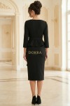 Rochie Noemi din stofa elastica neagra, cu volane si curea