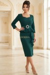 Rochie Noemi din stofa elastica verde, cu volane si curea