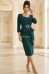 Rochie Noemi din stofa elastica verde, cu volane si curea