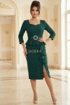 Rochie Noemi din stofa elastica verde, cu volane si curea